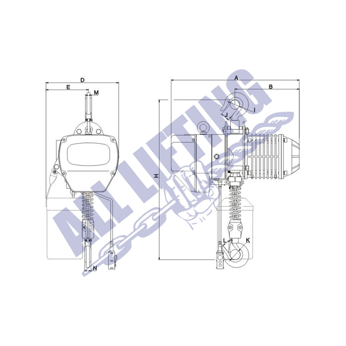 ALS-Electric-Chain-Hoist-3-Phase-dimensions-all-lifting